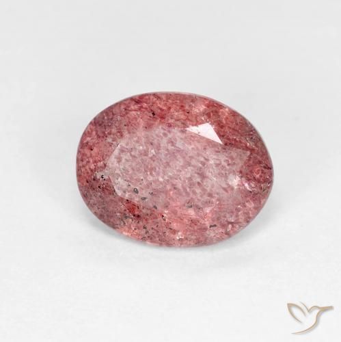 1.49ct 天然 濃い赤 ストロベリークォーツ, 楕円形, 透明