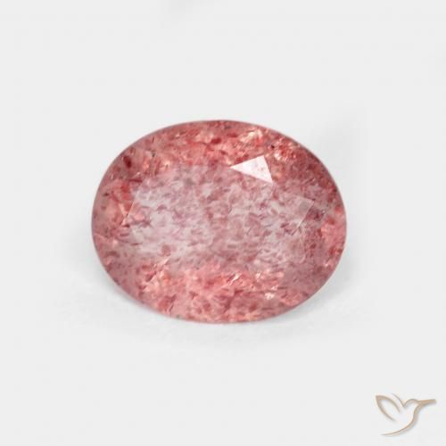 1.22ct 天然 明るい赤 ストロベリークォーツ, 楕円形, 透明