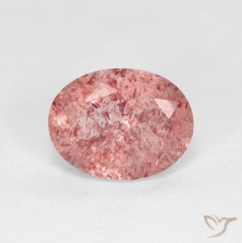 1.74ct 天然 明るい赤 ストロベリークォーツ, 楕円形, 透明