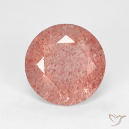 3.45ct 天然 薄い赤みがかったオレンジ ストロベリークォーツ, ラウンド, 透明