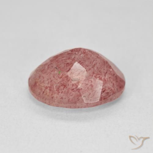 4.56カラットの天然Medium Light-Pinkストロベリークォーツ、楕円形、半透明