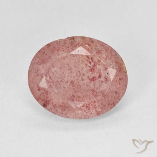 4.06ct 天然 ライトローズピンク ストロベリークォーツ, 楕円形, 半透明