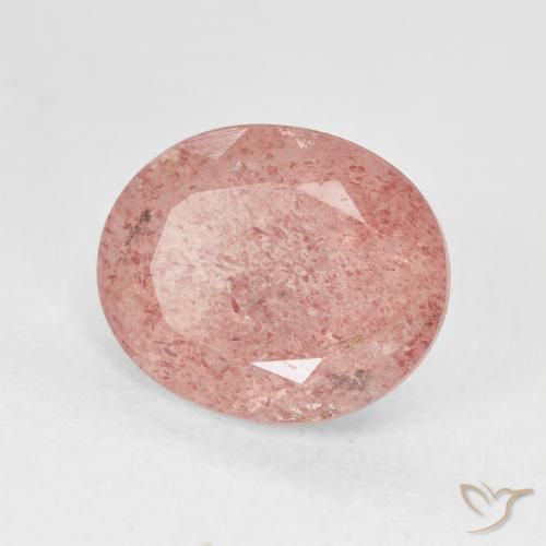 4.81カラットの天然Medium Light-Pinkストロベリークォーツ、楕円形、半透明