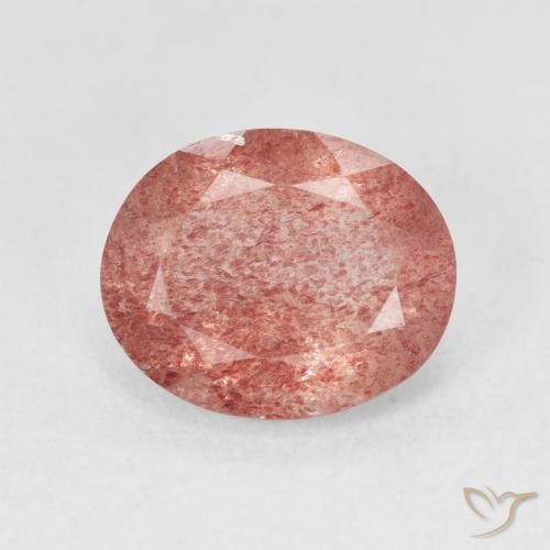 3.99ct 天然 ラズベリーピンク ストロベリークォーツ, 楕円形, 半透明
