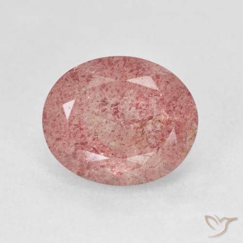 4.90ct 天然 ライトローズピンク ストロベリークォーツ, 楕円形, 半透明