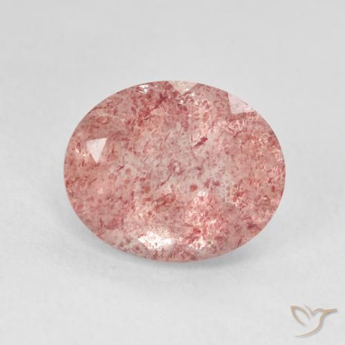 4.48ct 天然 ライトローズピンク ストロベリークォーツ, 楕円形, 半透明