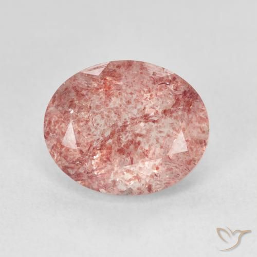 4.47ct 天然 ライトローズピンク ストロベリークォーツ, 楕円形, 半透明