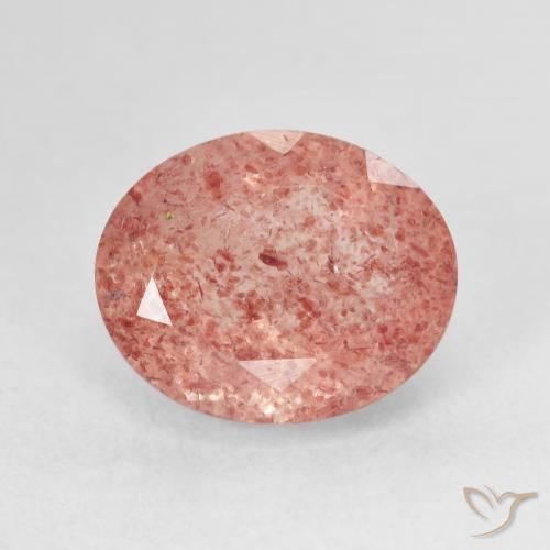5.23ct 天然 オレンジがかったピンク ストロベリークォーツ, 楕円形, 半透明