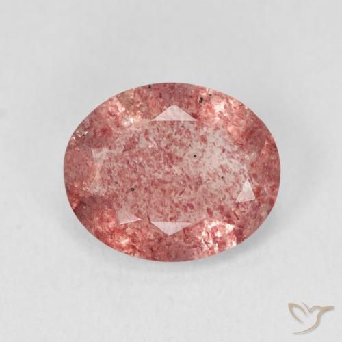 3.28ct 天然 オレンジがかったピンク ストロベリークォーツ, 楕円形, 半透明