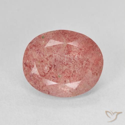 4.70ct 天然 ミディアムピンク ストロベリークォーツ, 楕円形, 半透明