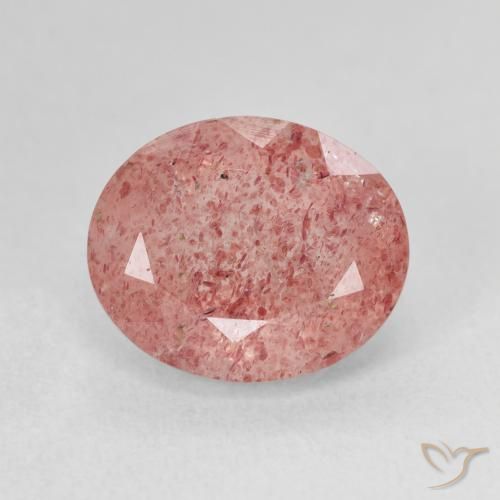 4.91ct 天然 ミディアムピンク ストロベリークォーツ, 楕円形, 半透明