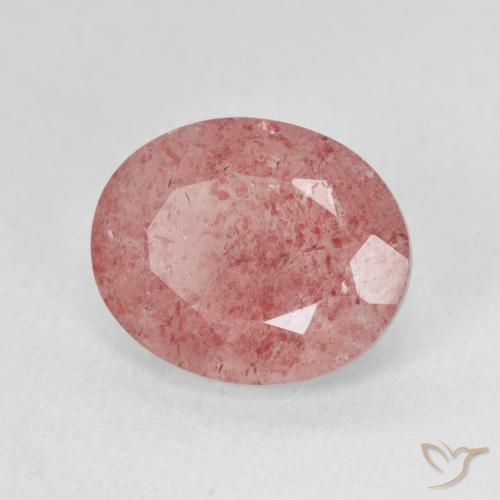 4.51ct 天然 薄いホットピンク ストロベリークォーツ, 楕円形, 半透明