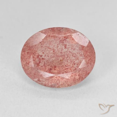 4.39ct 天然 ミディアムピンク ストロベリークォーツ, 楕円形, 半透明