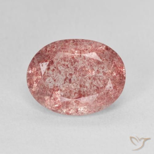 3.65ct 天然 薄いホットピンク ストロベリークォーツ, 楕円形, 半透明