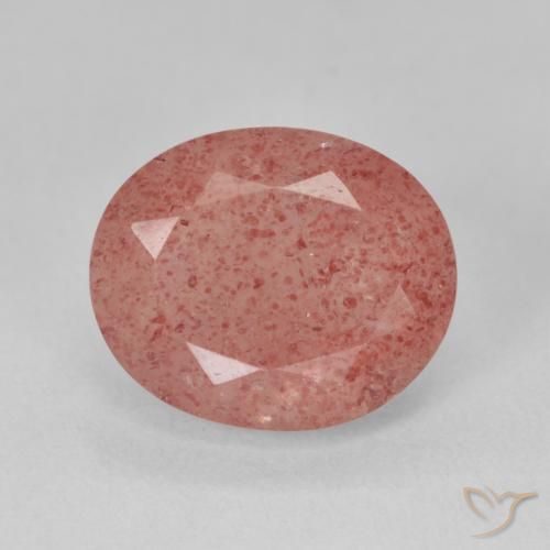 4.65ct 天然 ミディアムピンク ストロベリークォーツ, 楕円形, 半透明