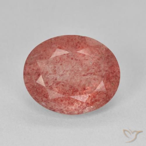 4.33ct 天然 ミディアムピンク ストロベリークォーツ, 楕円形, 半透明