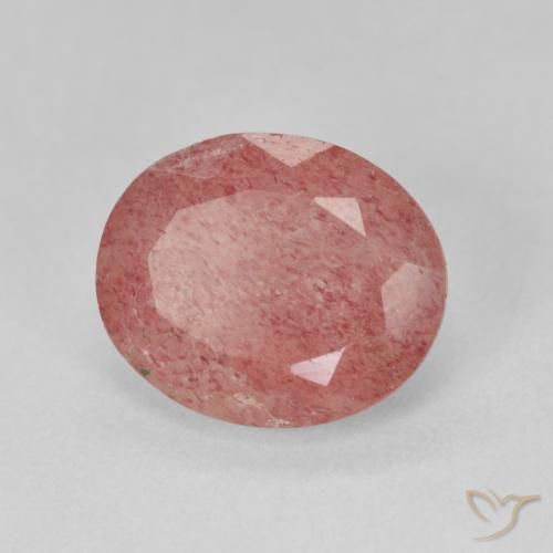 3.94ct 天然 ミディアムピンク ストロベリークォーツ, 楕円形, 半透明