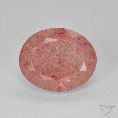 4.31ct 天然 薄い赤みがかったオレンジ ストロベリークォーツ, 楕円形, 半透明