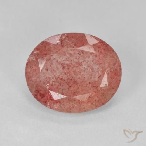 3.84ct 天然 薄い赤みがかったオレンジ ストロベリークォーツ, 楕円形, 半透明