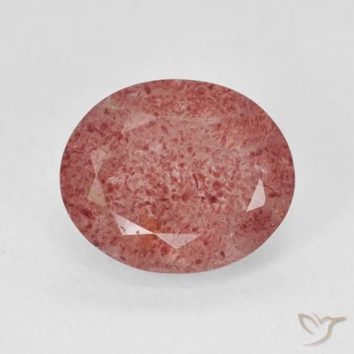 4.61ct 天然 ミディアムピンク ストロベリークォーツ, 楕円形, 半透明