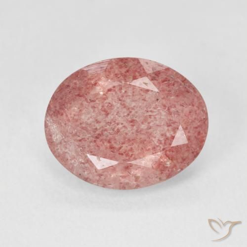 3.88ct 天然 ミディアムピンク ストロベリークォーツ, 楕円形, 半透明
