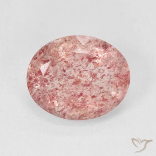 4.42ct 天然 レモネードピンク ストロベリークォーツ, 楕円形, 半透明