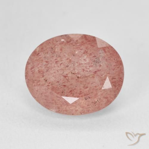 4.86ct 天然 ピーチローズピンク ストロベリークォーツ, 楕円形, 半透明