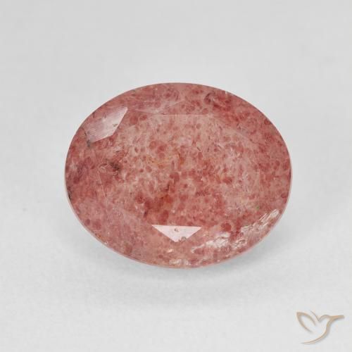 4.55ct 天然 ミディアムピンク ストロベリークォーツ, 楕円形, 半透明