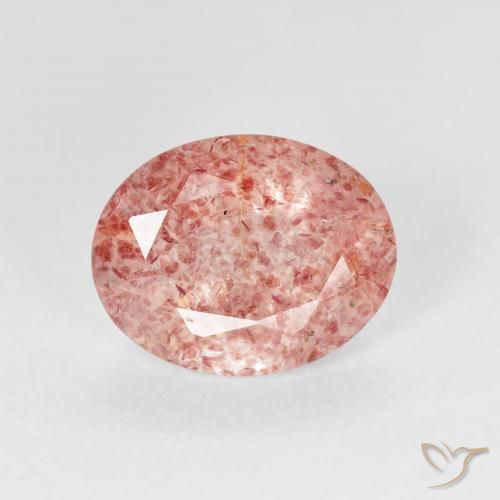 2.29ct 天然 ミディアムピンク ストロベリークォーツ, 楕円形, 透明