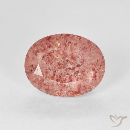 2.98ct 天然 ローズピンク ストロベリークォーツ, 楕円形, 透明