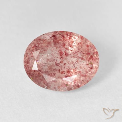 2.46ct 天然 明るいピンク ストロベリークォーツ, 楕円形, 透明