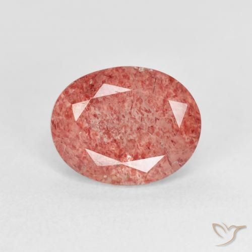 2.76ct 天然 ミディアムピンク ストロベリークォーツ, 楕円形, 透明