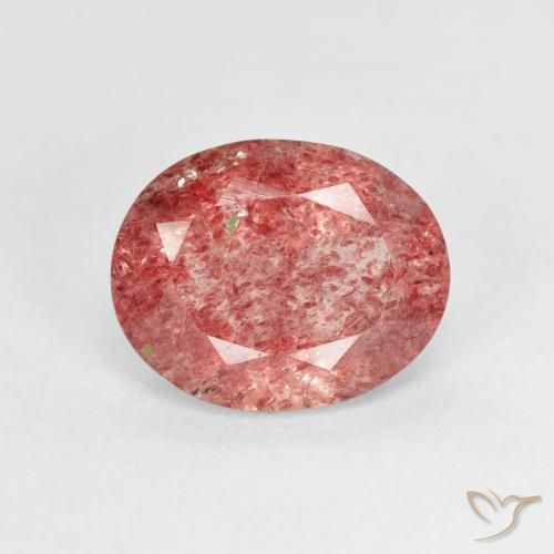 3.09ct 天然 ミディアムピンク ストロベリークォーツ, 楕円形, 透明
