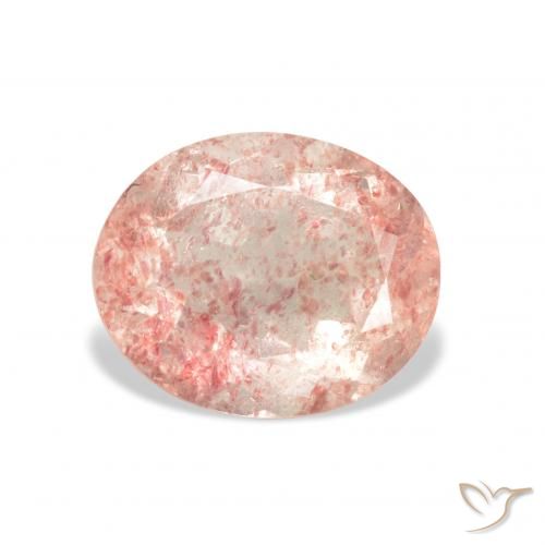 3.44ct 天然 ミディアムピンク ストロベリークォーツ, 楕円形, 透明