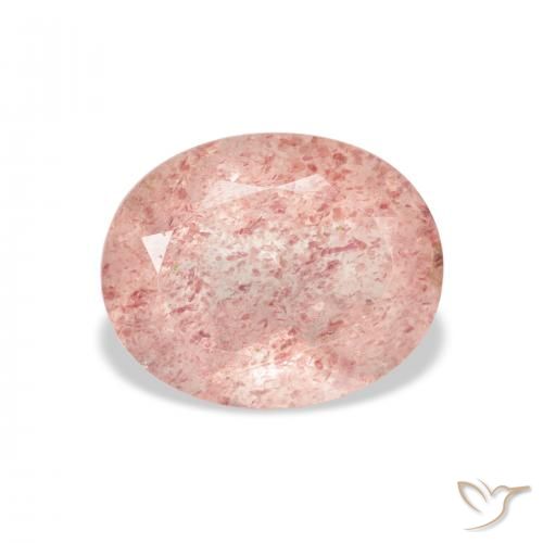 3.79ct 天然 サーモンピンク ストロベリークォーツ, 楕円形, 透明