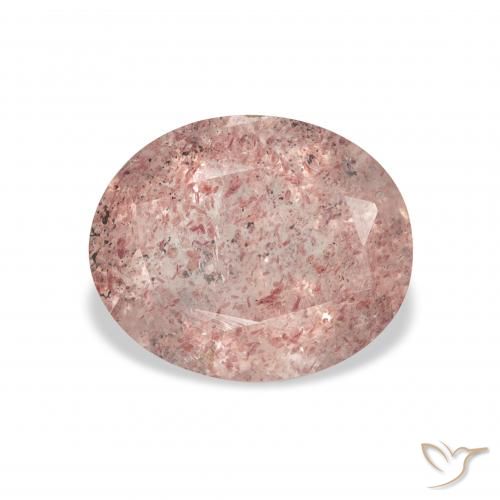 3.21ct 天然 薄いローズウッドピンク ストロベリークォーツ, 楕円形, 透明