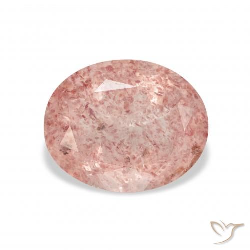 3.65ct 天然 オレンジピンク ストロベリークォーツ, 楕円形, 透明