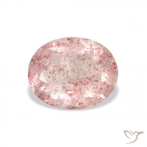 2.96ct 天然 ミディアムピンク ストロベリークォーツ, 楕円形, 透明