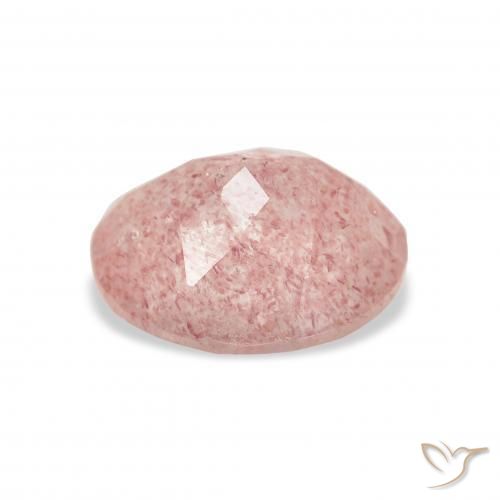 3.41カラットの天然Medium Light-Pinkストロベリークォーツ、楕円形、透明