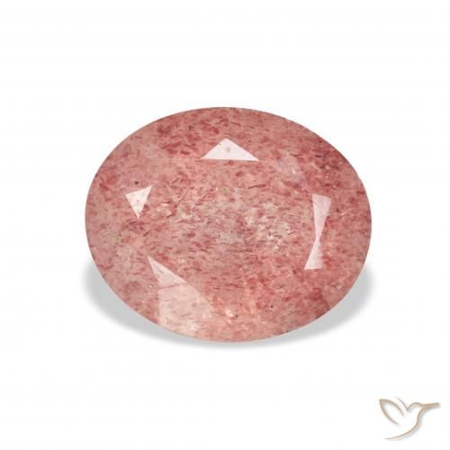 3.33ct 天然 ミディアムピンク ストロベリークォーツ, 楕円形, 透明