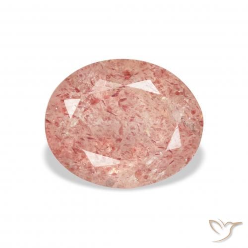3.54ct 天然 ピンクオレンジ ストロベリークォーツ, 楕円形, 透明