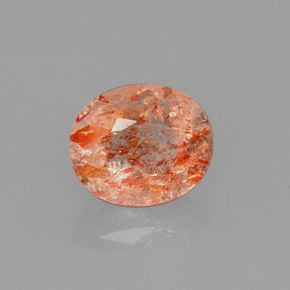 1.58カラットの天然オレンジサンストーン（8.1×6.8 mm・透明）