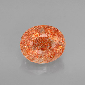 1.58カラットの天然オレンジサンストーン（8.3×7 mm・透明）