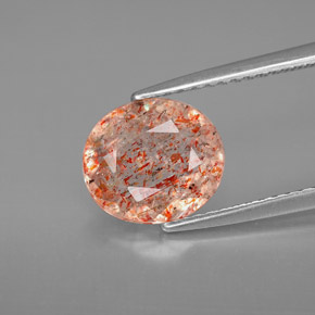 1.77カラットの天然オレンジサンストーン（9.2×8.1 mm・透明）