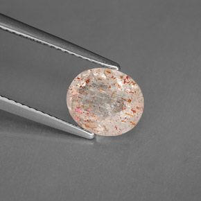 1.68カラットの天然オレンジサンストーン（9×7.6 mm・透明）