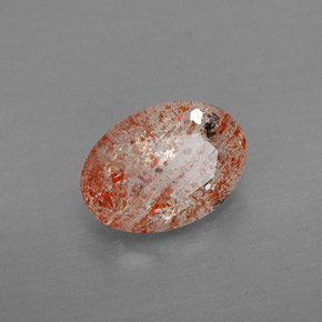 1.58カラットの天然オレンジサンストーン（9.4×6.7 mm・透明）