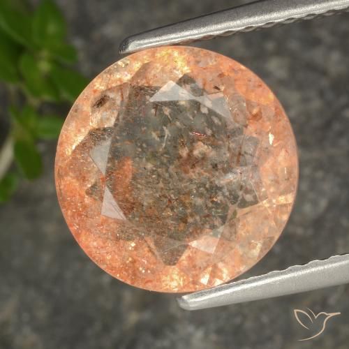 3.19ct 天然 ライトオレンジ サンストーン, ラウンド, 透明