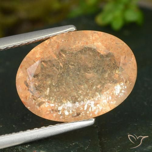 4.99ct 天然 赤みがかったオレンジ サンストーン, 楕円形, 透明