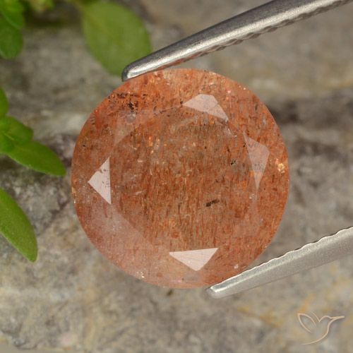 3.20ct 天然 ミディアムオレンジ サンストーン, ラウンド, 半透明