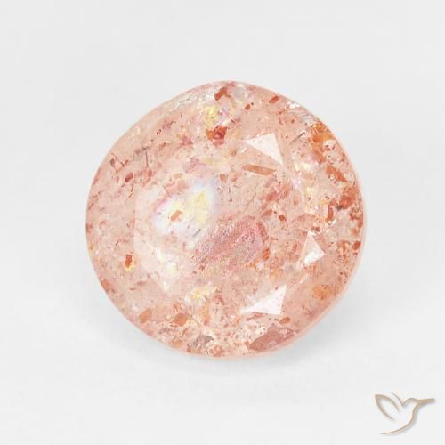 3.45カラットの天然Light Grapefruit Pinkサンストーン、ラウンド、透明